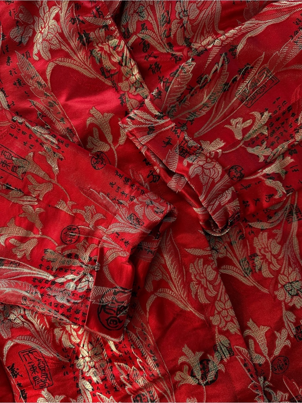 Chicos Design Silk Brocade Jacket Size 2 Red Metallic Floral Button Front - Picture 12 of 12